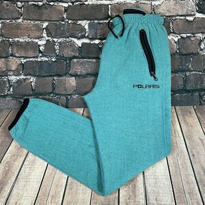 Vintage Polaris Polartec Blue Teal Fleece Sweatpants Snowmobile USA RARE Size M